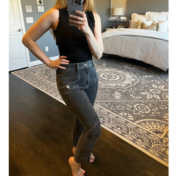 Etoile Isabel Marant Gray Seamed Slit Front Jeans - Picture 7 of 13